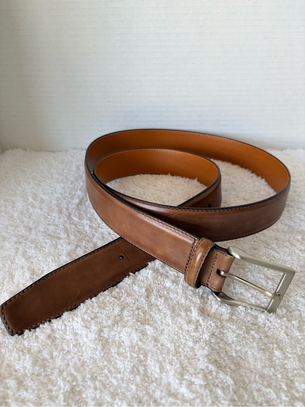 Magnanni Men’s Taupe Calfskin Leather Belt Made in Spain Size 46